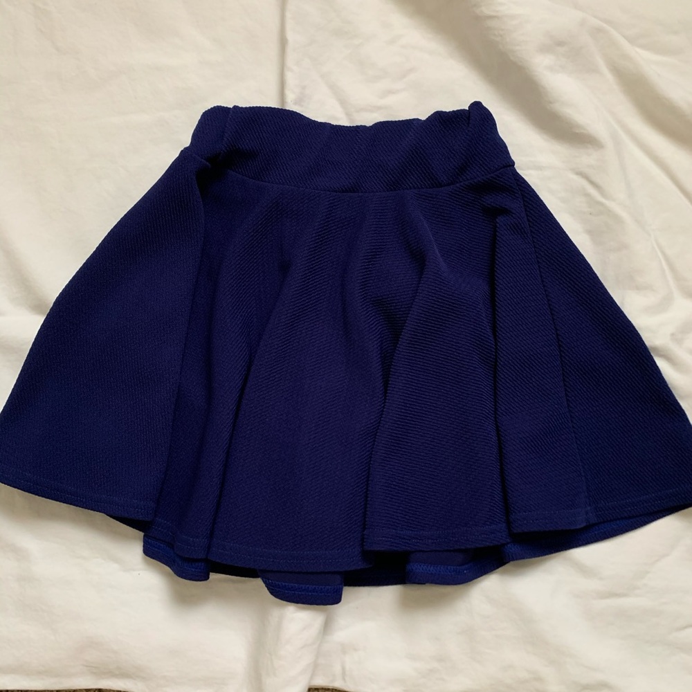 Stretchy A-line royal blue mini skirt